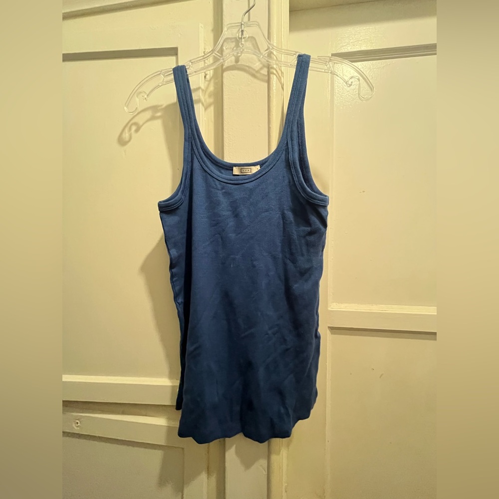 AYR The Sexy Flexy Marais Blue Sleeveless Scoop Neck Tank Top Size MED - Picture 7 of 12